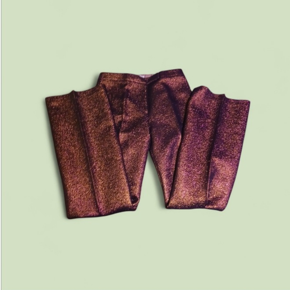NWT BCBG MAXAZRIA Bronze Metallic Pants, FLARED - Size 6 - Picture 2 of 6